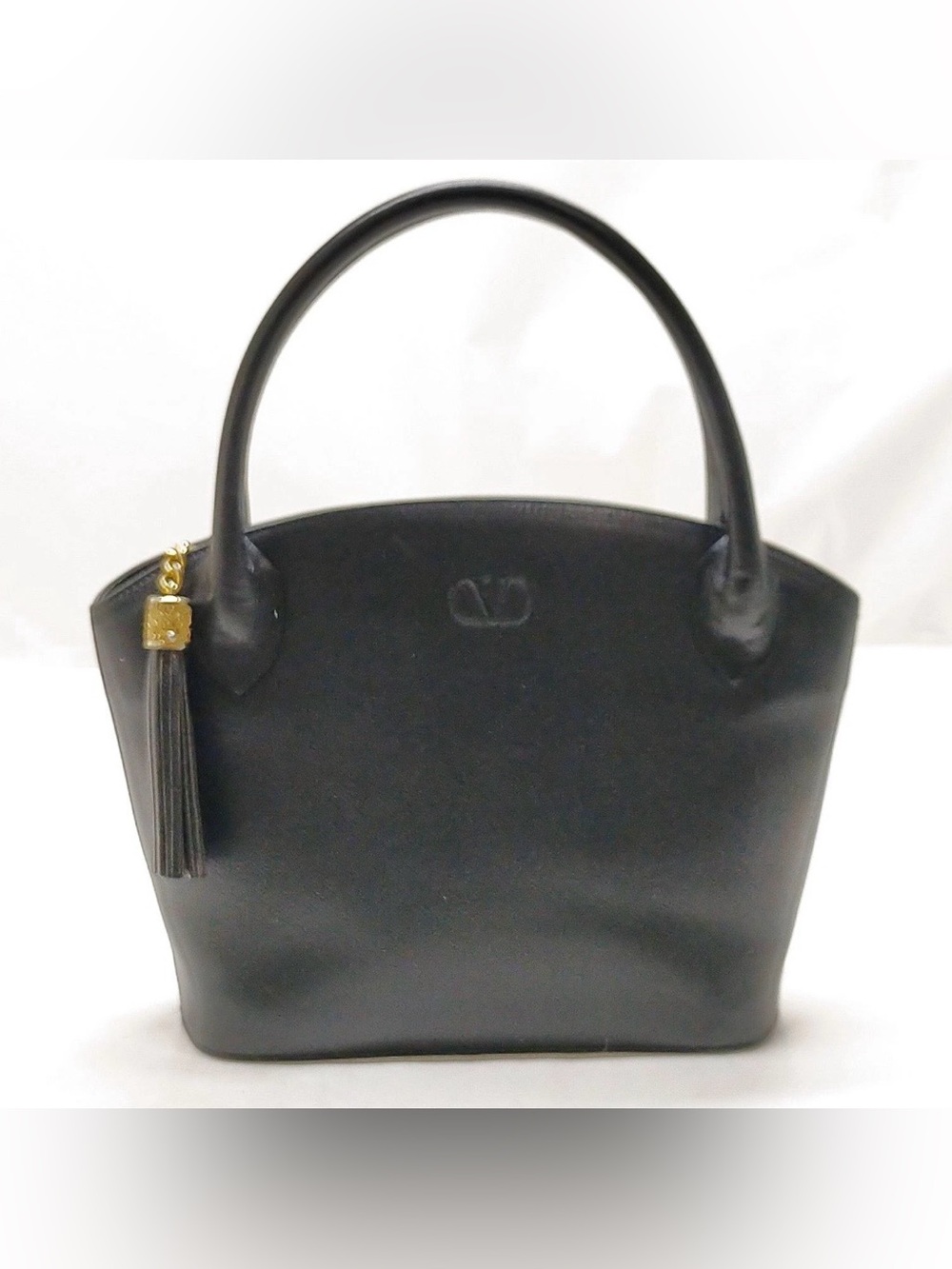Valentino Garavani Black Leather Top Handle Bag